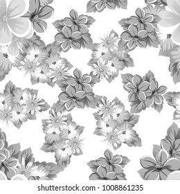 abstract background of flowers. Monochrome seamless pattern. For design postcards, greeting, invitation cards for birthday, Valentine's day, party, wedding. Vector illustration.