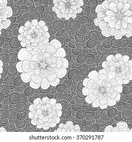 Abstract background with flowers and simple color combination. Patterns are drawn by hand. Japanese doodle style. Place the pattern on your canvas and multiply.