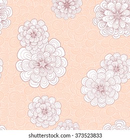 Abstract background with flowers and simple color combination. Patterns are drawn by hand. Japones doodle style. Place the pattern on your canvas and multiply.