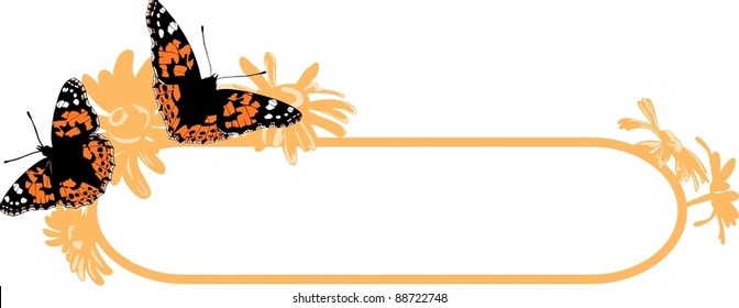 abstract background of flowers with two butterfly and space for text