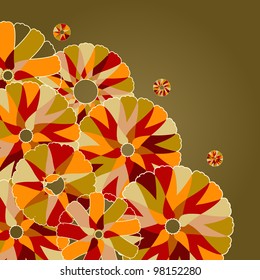 Abstract Background with Flowers of Warm colors. Vector Illustration