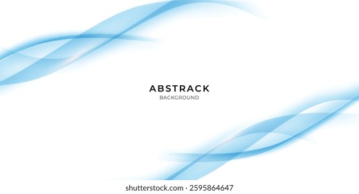 Abstract background with flowing blue wave like patterns on a white backdrop