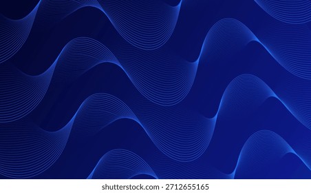 Abstract background with flowing blue wave lines, smooth curves, and a modern dynamic look.