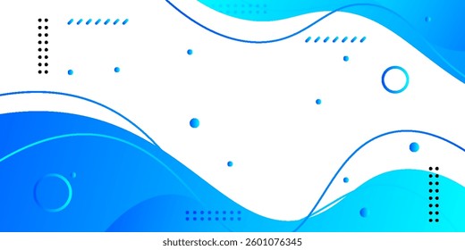 abstract background with flowing blue waves, dotted patterns, and geometric elements on a white canvas. A modern and dynamic design for digital use, banners, and presentations