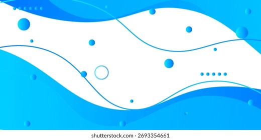 Fondo abstracto con ondas azules fluidas, patrones punteados y Elementos geométricos sobre un lienzo blanco. Un diseño moderno y dinámico para uso digital, Anuncios y presentaciones