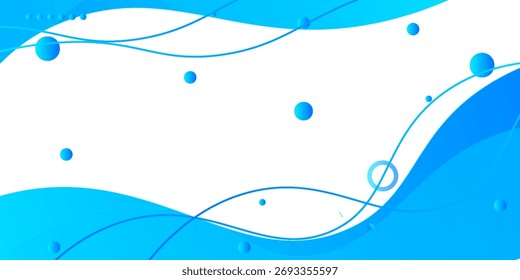 abstract background with flowing blue waves, dotted patterns, and geometric elements on a white canvas. A modern and dynamic design for digital use, banners, and presentations
