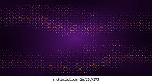 Fondo Abstractas con fragmentos triangulares brillantes coloridos que fluyen. Cabezal futurista o Anuncio con restos afilados de vidrio roto abstracto. Vector de fondo. Eps10