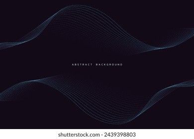 Abstract background with flowing curve particles. Modern dots pattern design element. Futuristic technology concept. Vector illustration