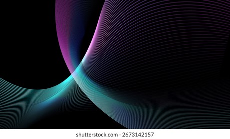 Fondo Abstractas con líneas curvas fluidas en púrpura y azul, adecuado para proyectos de diseño, gráficos de Web y presentaciones artísticas.