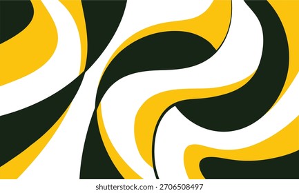 Fondo Abstractas con líneas curvas fluidas en amarillo, blanco y verde oscuro.