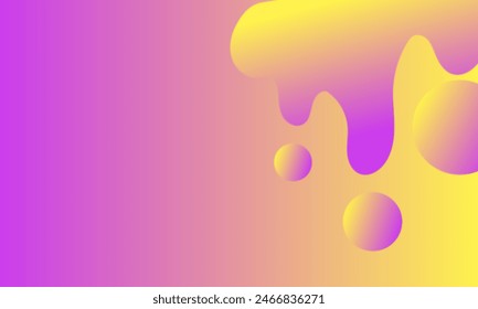 abstract background with flowing drops of purple and yellow and yellow colors Vector illustration