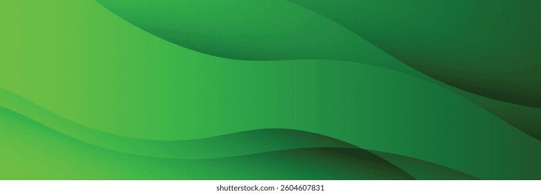 abstract background with flowing green wave layers and a smooth gradient effect. Perfect for eco-friendly designs, digital artwork, and modern presentations.