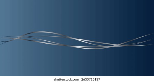Abstract background with flowing lines in a deep navy blue color scheme.This abstract image features a smooth gradient background in deep navy blue, showcasing flowing, wavy lines in a light graysilve