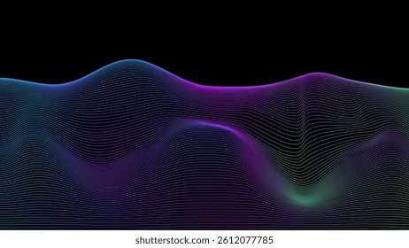 Abstract Background with Flowing Lines Exhibiting a Spectrum of Cool Colors, Modern purple blue gradient flowing wave lines. Futuristic technology concept. Suit for poster, banner, brochure, flyer