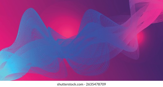 Abstract background with flowing lines and a gradient of blue and pink. This vibrant and colorful design creates a dynamic and modern feel. Perfect for adding a trendy touch.