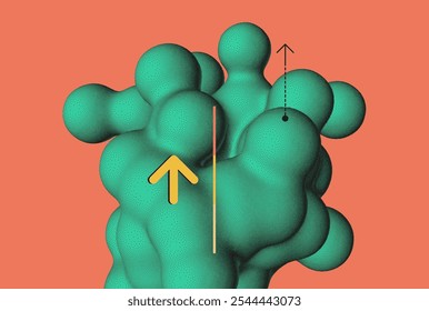 Fundo abstrato com fluido fluido. Elemento gráfico amorfo líquido 3D. Composição em estilo de ponto. Ilustração vetorial para faixa, folheto, cartaz, capa, brochura ou apresentação.