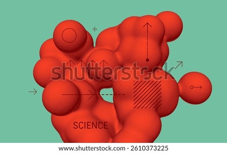 Abstract background with flowing liquid form. 3D liquid amorphous graphic element. Composition in dotwork style. Vector illustration for banner, flyer, poster, cover, brochure or presentation.