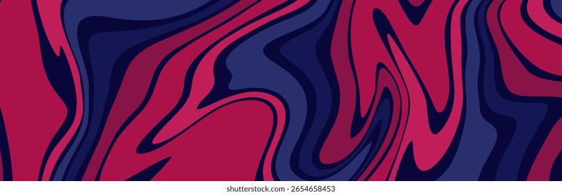 Um fundo abstrato fluindo, líquido como redemoinhos em rosa profundo e azul marinho.