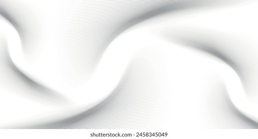 Abstract background of flowing liquid lines waves. 3D lines black and white vector design in perspective, curve lines and moving waves, white background