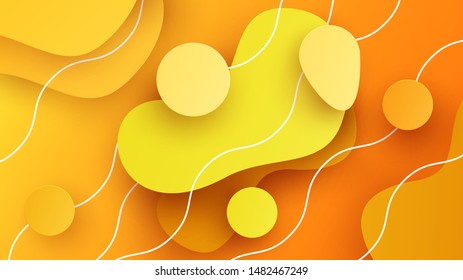 Abstract background with flowing liquid shapes in paper cut style. Modern minimal vivid composition .