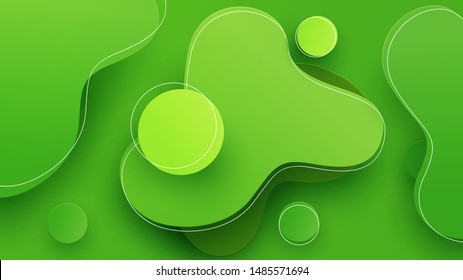 Abstract background with flowing liquid shapes in paper cut style. Modern minimal vivid composition .