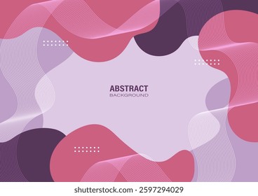 Abstract background with flowing organic shapes, including shades of pink and purple with wavy white lines, adding movement and a dynamic feel to the graphic design.