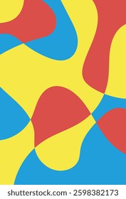 Abstract background with flowing organic shapes in red, blue, and yellow. A modern and vibrant design perfect for digital art, wallpapers, and creative projects
