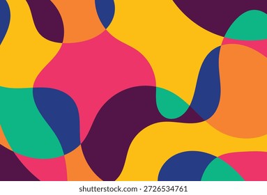 abstract background with flowing organic shapes in vibrant colors, creating a playful and modern composition with dynamic movement.