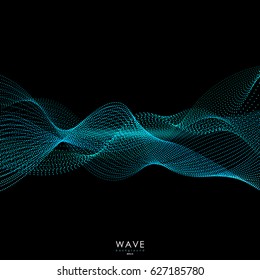 Abstract background. Flowing particle waves