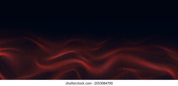 Abstract background with flowing particles. 3d abstract sci-fi user interface concept with gradient dots and lines. Digital cyberspace, high tech, technology concept.