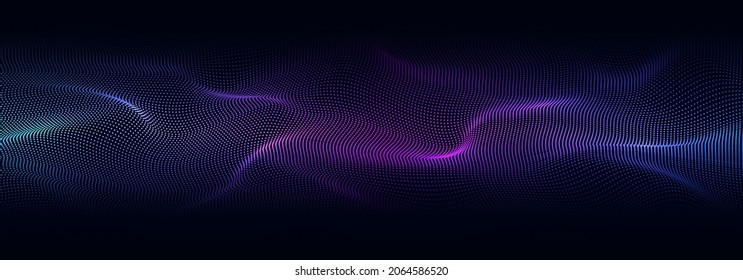 Abstract background with flowing particles. 3d abstract sci-fi user interface concept with gradient dots and lines. Digital cyberspace, high tech, technology concept.