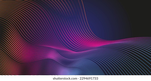 
Fondo abstracto con partículas fluyendo. 3d concepto abstracto de interfaz de usuario de ciencia ficción con líneas de degradado. Ciberespacio digital, alta tecnología, concepto de tecnología.