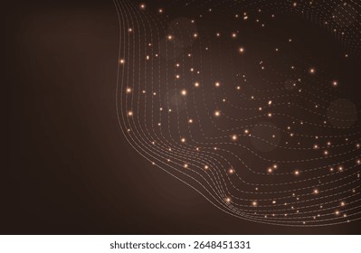 Abstract background with flowing particles. 3d abstract sci-fi user interface concept with gradient dots and lines. Digital cyberspace, high tech, technology concept.