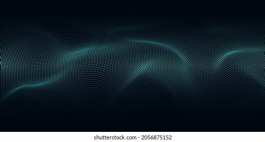 Abstract background with flowing particles. Digital cyberspace, high tech, technology concept. 3d abstract sci-fi user interface concept with gradient dots and lines.