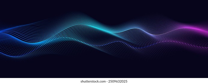 Abstract background with flowing particles. Digital futuristic and technology wallpaper. Vector illustration.