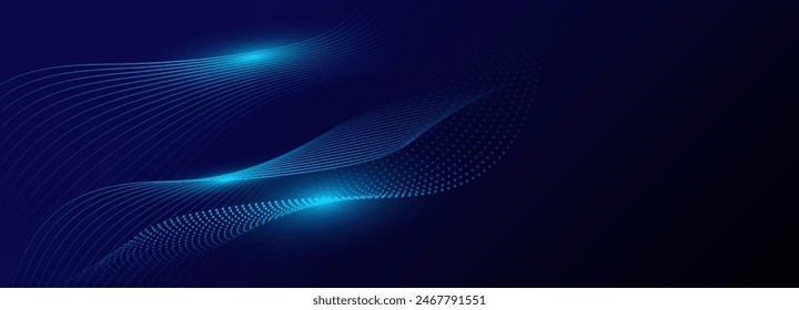 Abstract background with flowing particles. Dynamic waves. vector illustration.