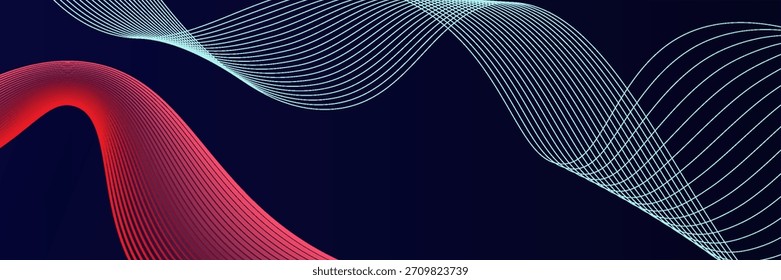 Fondo Abstractas con partículas que fluyen. Ondas dinámicas, Ilustración vectorial.