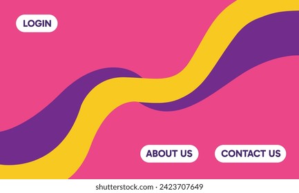 Abstract background with flowing Purple and yellow waves on a soft pink canvas
