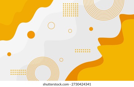 Fundo abstrato com formas fluidas, círculos e pontos em amarelo e branco. Design moderno e minimalista. Representa conectividade, inovação e sistemas dinâmicos. Adequado para tecnologia, comunicação ou visuais corporativos que precisam de um visual limpo e energético.