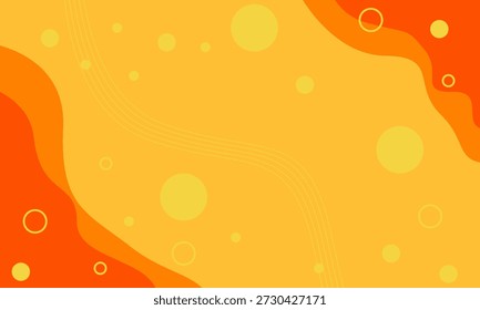 Abstract background with flowing shapes, circles, and lines in orange and yellow. Modern and minimalist design. Represents connectivity, innovation, and dynamic systems. Suitable for technology, communication, or corporate visuals needing a creative and energetic look.