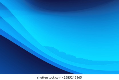 Abstract background of flowing teal and blue gradient waves curves dynamically