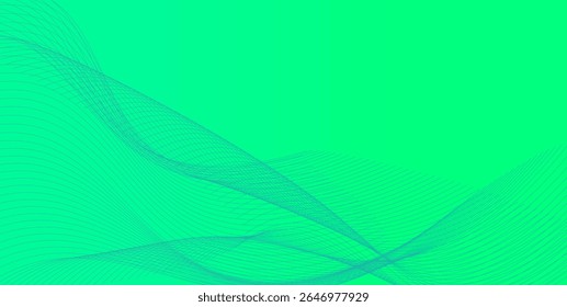 Abstract background with flowing, translucent lines against a solid green backdrop.