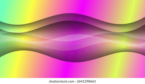 Abstract background with flowing wave shapes and 3D neon gradient colors. Perfect for digital art, visuals, futuristic UI and creative branding. Trendy design inspired by the 2025 aesthetic movement.