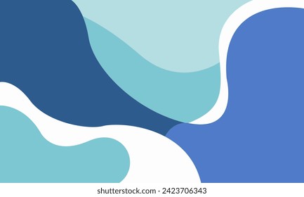 Abstract background with flowing waves of various shades of blue and white creating a calm and serene visual experience - Vector