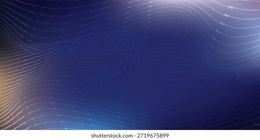 Fondo Abstractas con líneas onduladas fluidas en blanco y amarillo, sobre un fondo azul profundo.