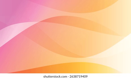 Abstract background with flowing, wavy shapes in warm pastel colors. The image features a gradient transition from pink and orange to yellow and white, creating a soft, gentle feel