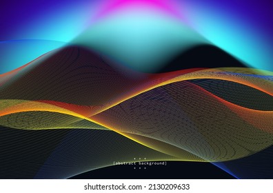 el flujo de fondo abstracto y la curva con color de gradiente violeta a azul oscuro se pueden utilizar para la publicidad de la tecnología de etiquetas de productos y para la presentación de los pasos vectoriales de la plantilla de sitio web.