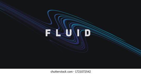 Abstract background with fluid blue lines forming curved wave in 3d space, poster with text