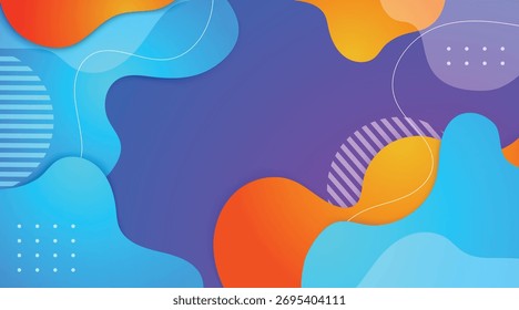 Fondo abstracto fluido azul, naranja, púrpura, verde, amarillo y rojo gradiente colorido diseño