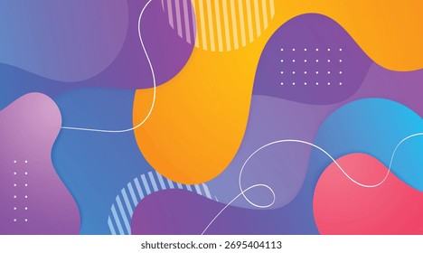 Fondo abstracto fluido azul, naranja, púrpura, verde, amarillo y rojo gradiente colorido diseño